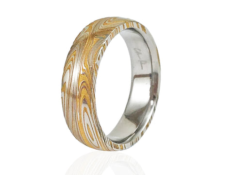 White and Rose Gold Men's Wedding Band