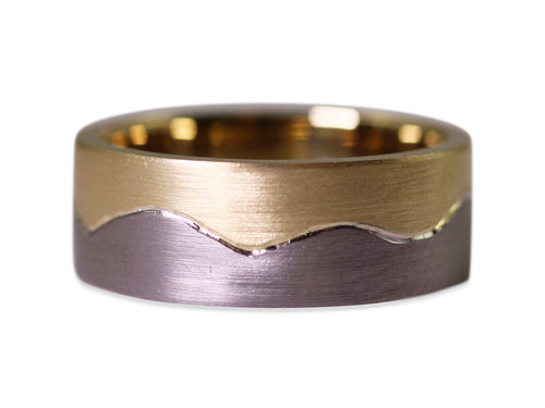 ﻿Palladium and 18K Yellow Gold Men's Wedding Band