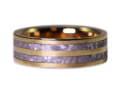 18K Yellow Gold and Stainless Steel Men's Wedding Band