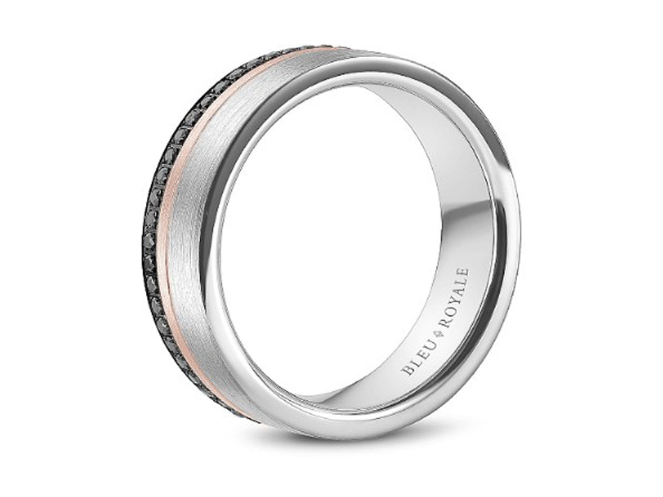 14K Rose, 14K White Gold and Black Diamond Men's Band in Washington DC