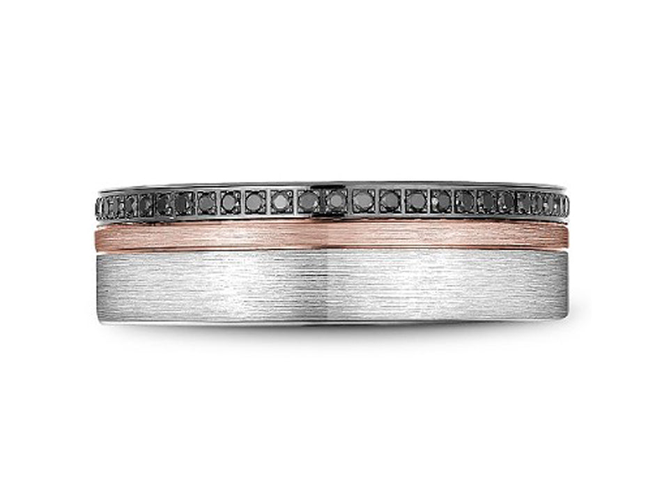 14K Rose, 14K White Gold and Black Diamond Men's Band in Washington DC