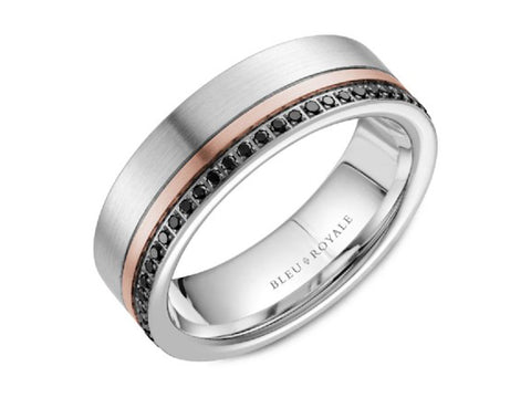 White and Rose Gold Men's Wedding Band