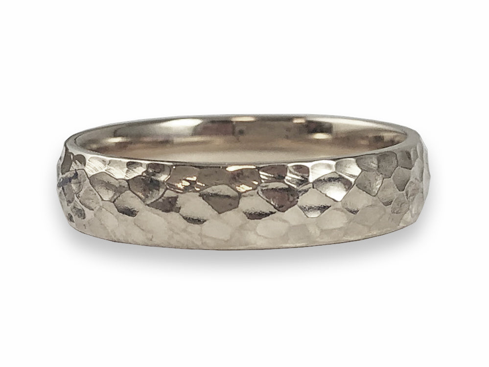 Hammered White Gold Men's Wedding Band
