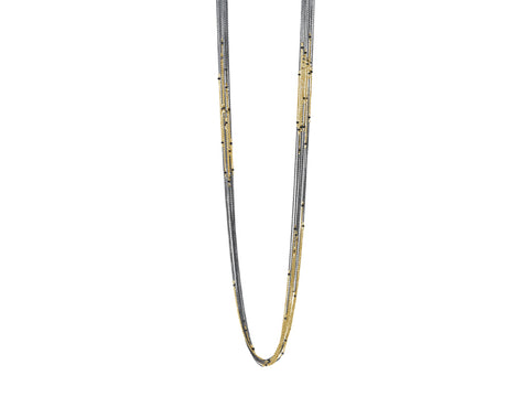 Black Diamond Bead Necklace in 14K Yellow Gold