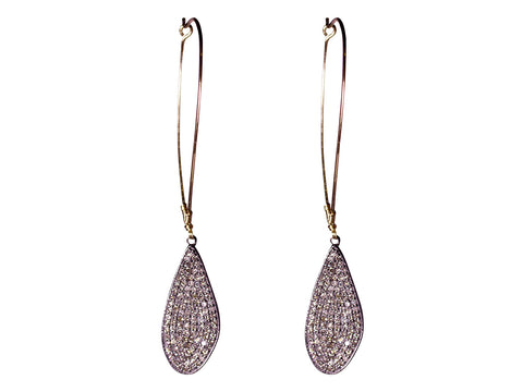 Pavé Rustic Gray Diamond Dangle Earrings