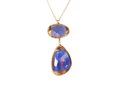 Opal Pendant Necklace in 14K Yellow Gold
