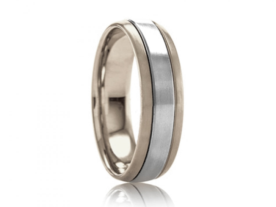 18K White Gold and Platinum Men's Wedding Band