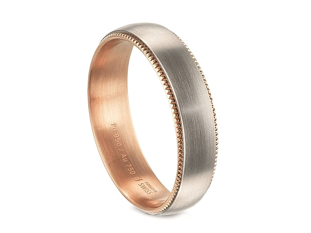 18K White and Red Gold Men's Wedding Band