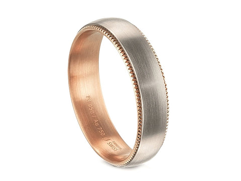 White and Rose Gold Men's Wedding Band