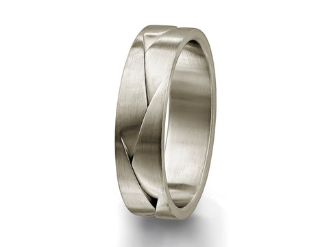 White and Rose Gold Men's Wedding Band