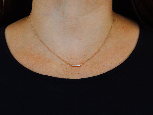 Petite Diamond Bar Necklace in Yellow Gold