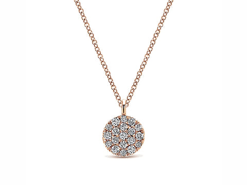 Petite Pavé Diamond Disc Necklace in 14K White Gold