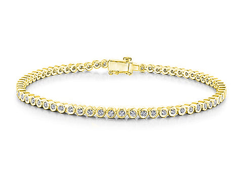 Bezel Diamond Tennis Bracelet in 14K White Gold
