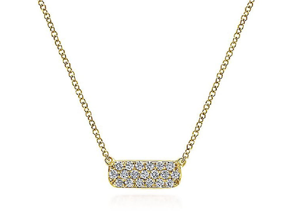 Petite Diamond Bar Necklace in Yellow Gold