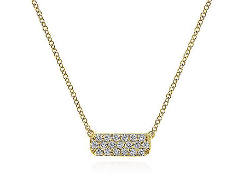 Petite Pavé Diamond Disc Necklace in 14K White Gold