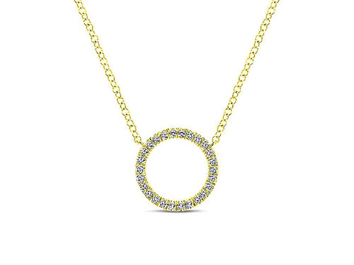 Simple Yellow Gold and Diamond Circle Necklace at the Best Jewelry Store in Washington DC