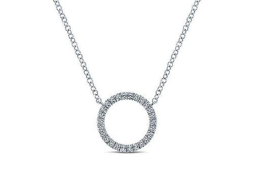 Petite "Circle of Diamonds" Necklace in White Gold