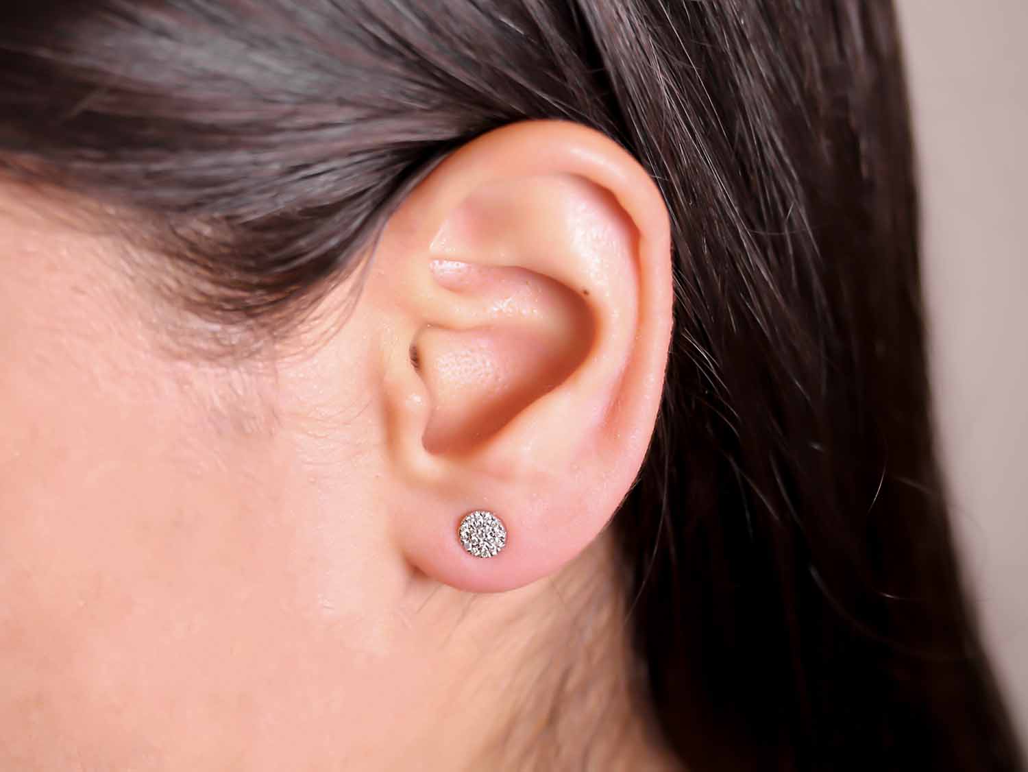 Pavé Diamond Stud Earrings in White Gold