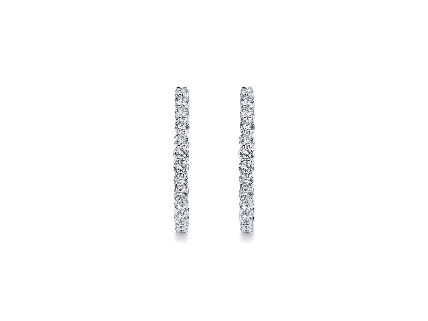 "Inside-Outside" Diamond Hoop Earrings in White Gold