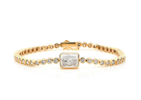 Bezel Diamond Tennis Bracelet in 14K White Gold