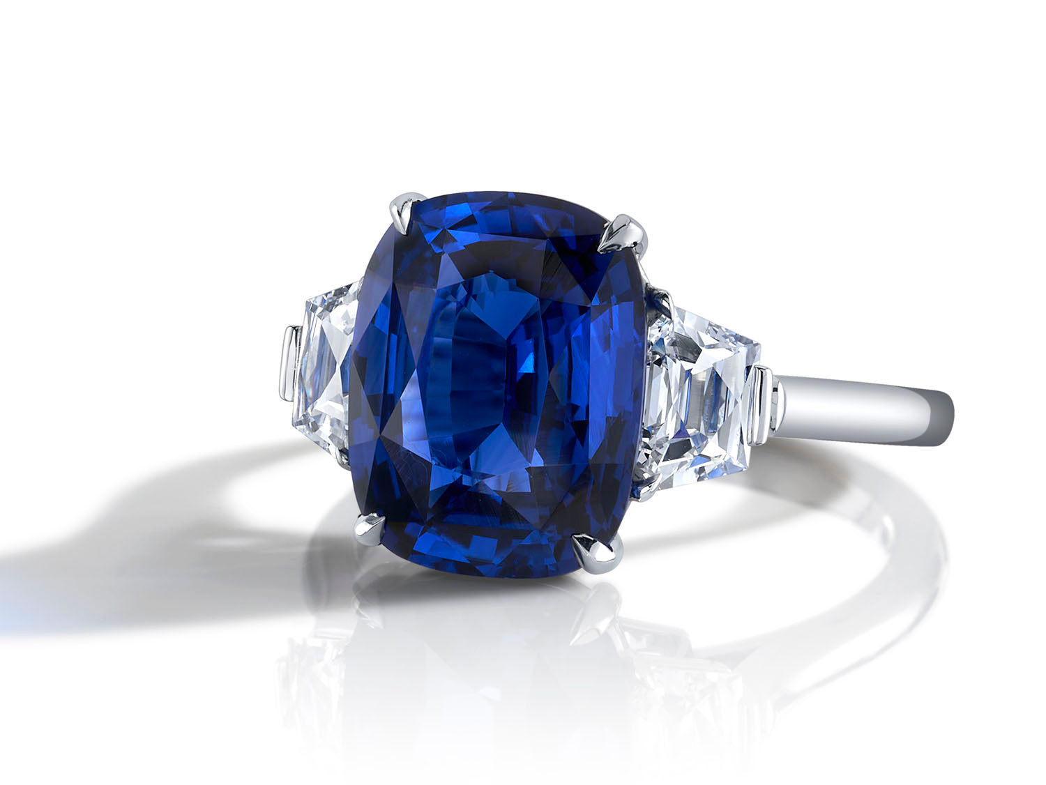 Cushion Sapphire and Diamond Ring