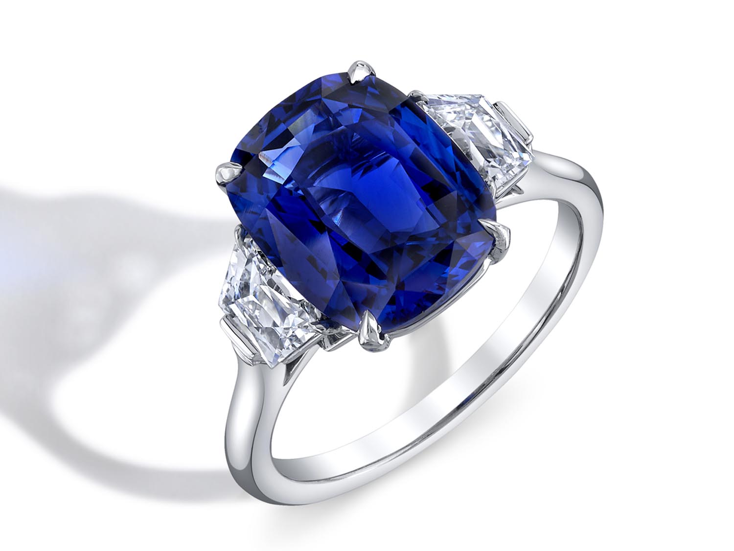 Cushion Sapphire and Diamond Ring