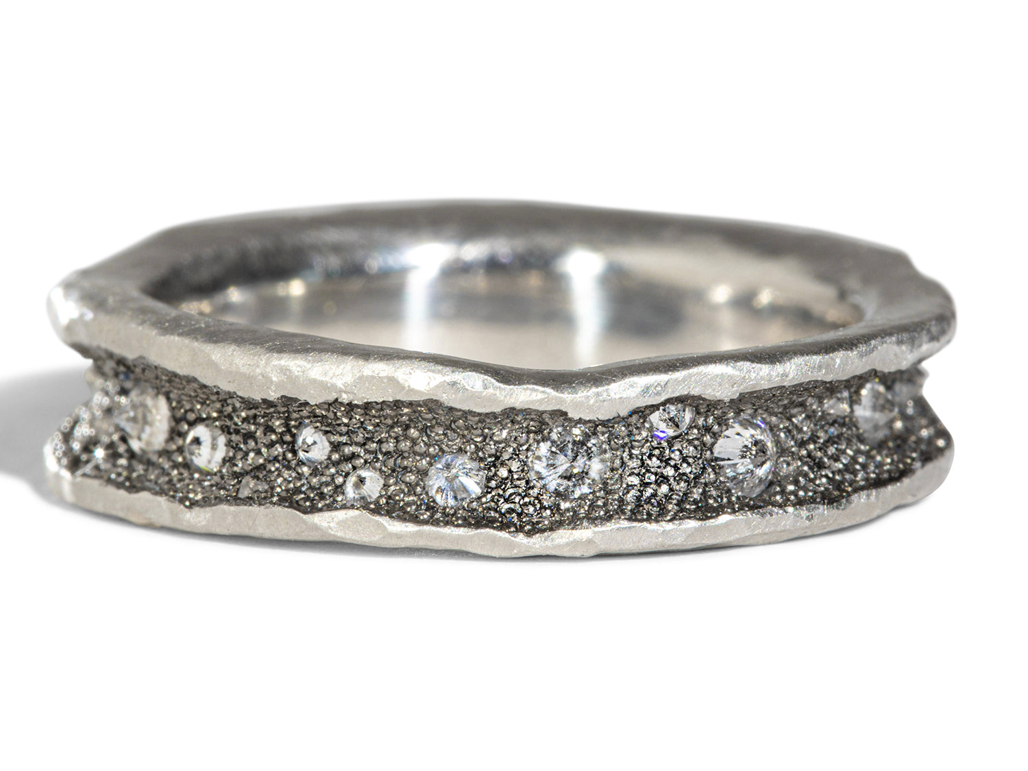 Inverted White Diamond Men's Wedding Band
