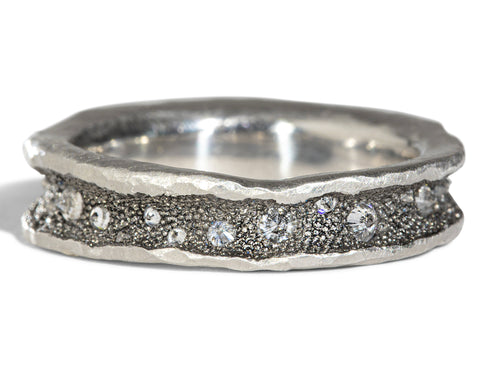 Inverted White Diamond Men's Wedding Band
