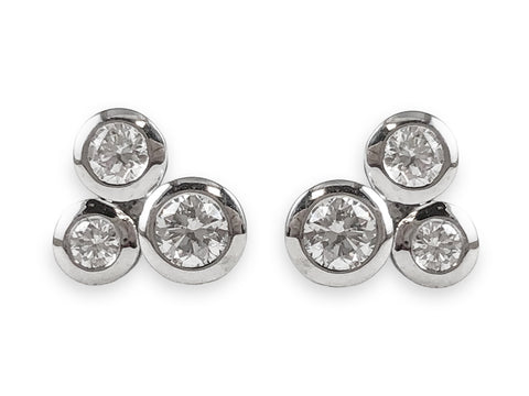 Bezel Diamond Trio Stud Earrings in 18K Yellow Gold