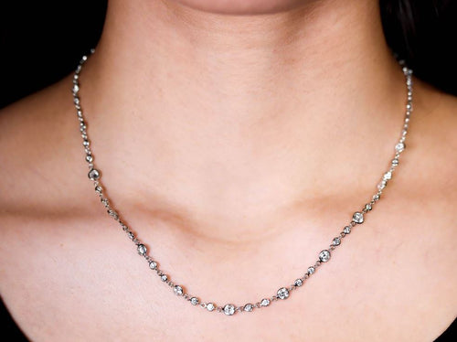 Bezel Diamond Necklace in White Gold