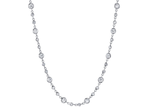 Bezel Diamond Necklace in White Gold