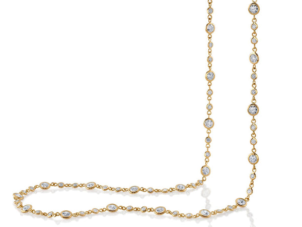 Bezel Diamond Necklace in Yellow Gold