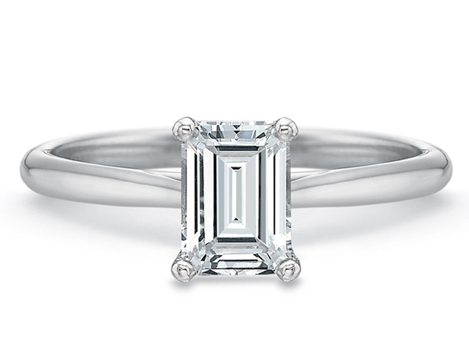 Emerald Diamond Solitaire Engagement Ring