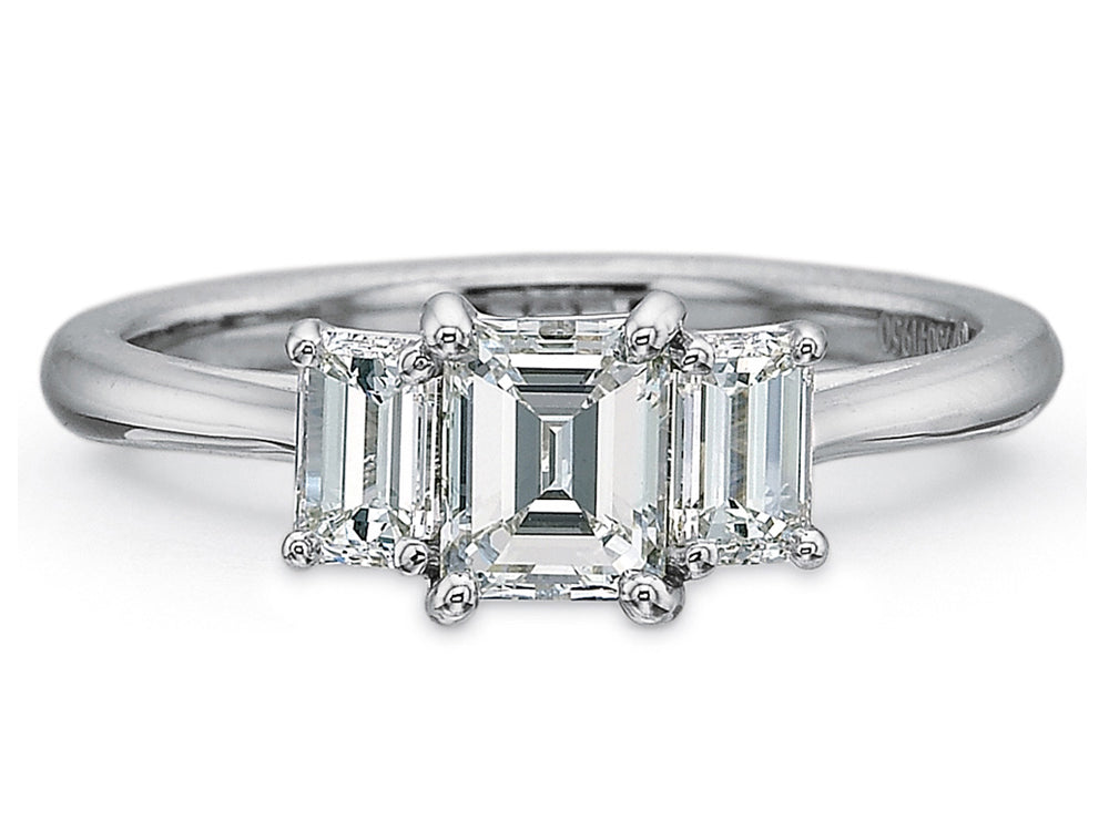 Three-Stone Emerald Cut Diamond Engagement Ring