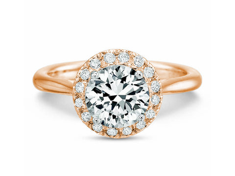Hexagon-Framed Round Brilliant Diamond Solitaire Engagement Ring
