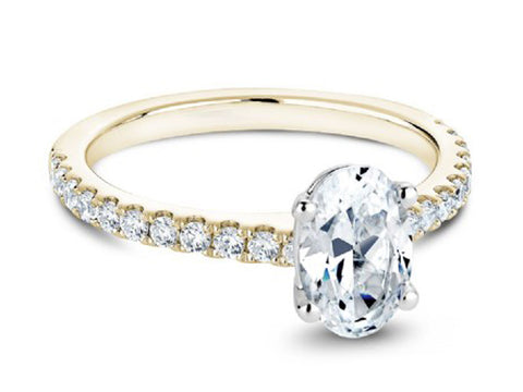 Oval and Round Brilliant Diamond Three-Stone Engagement Ring