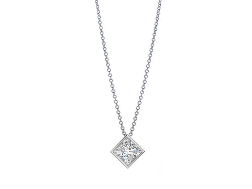 White Gold and Princess Diamond Necklace