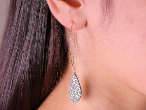 Pavé Rustic Gray Diamond Drop Earrings