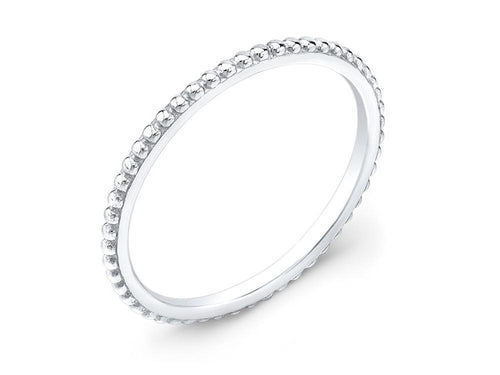 Stackable Beaded Wedding Band in White Gold