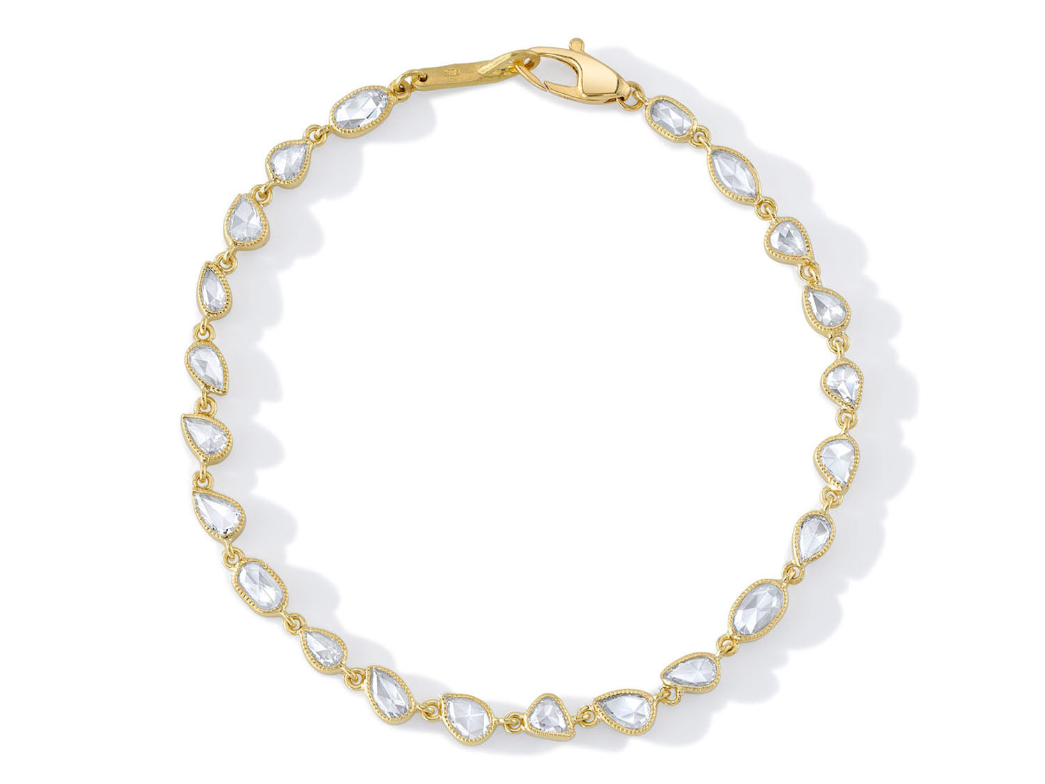 Oval and Pear-Shaped Rose Cut Diamond Bracelet