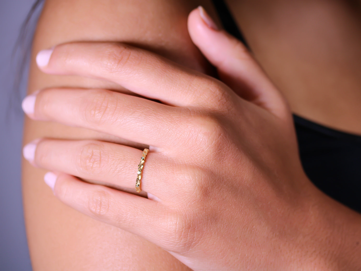 Diamond "Buttercup Petals" Wedding Band