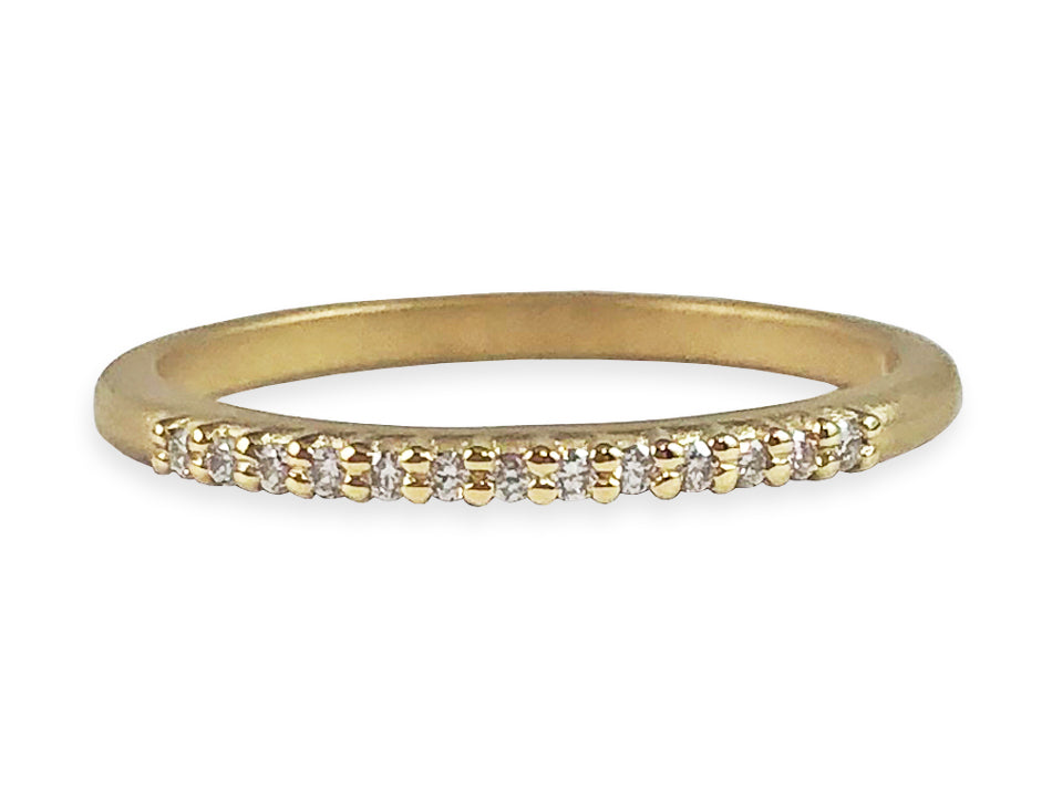 Pavé Diamond Slender Wedding Band in 18K Yellow Gold