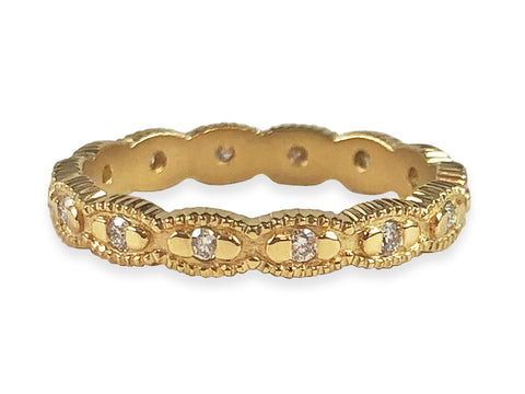 Vintage-Inspired Diamond and Sapphire "Gabby" Wedding Band