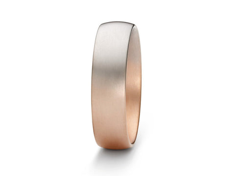 White and Rose Gold Men's Wedding Band