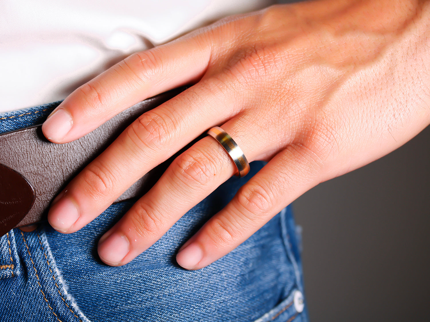 Platinum and 18K Red Gold Men's Wedding Band