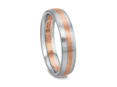 White and Rose Gold Men's Wedding Band