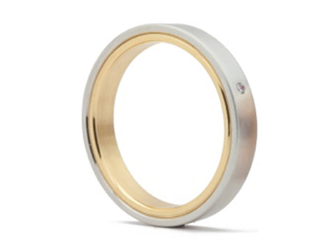 White and Rose Gold Men's Wedding Band
