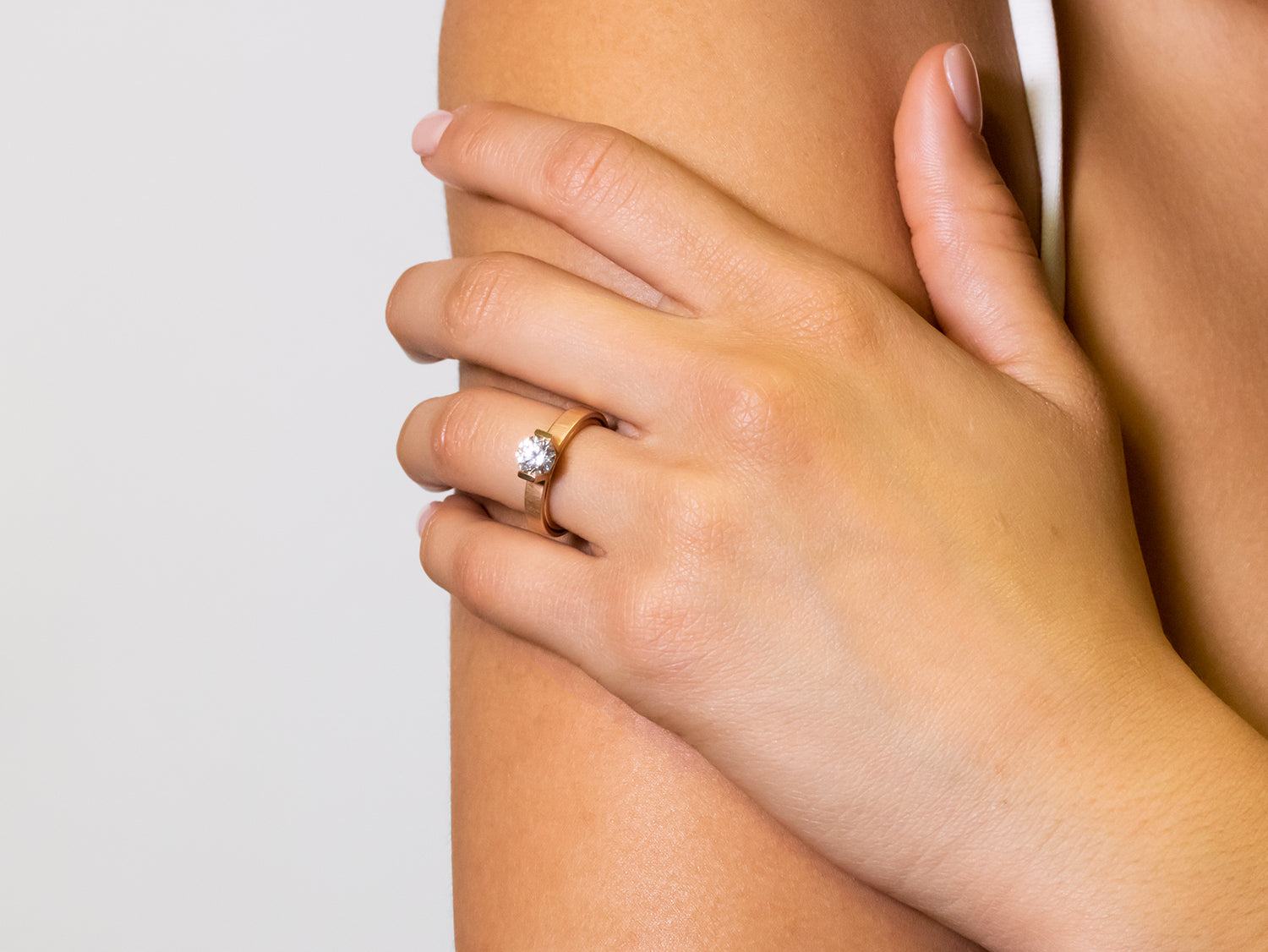 18K Rose Gold, Diamond and Ruby Engagement Ring Mounting