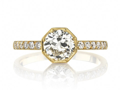 Vintage-Inspired "Elizabeth" Diamond Wedding Band in 18K Yellow Gold