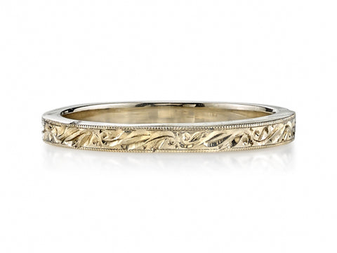Vintage-Inspired Diamond "Grace" Wedding Band in Yellow Gold
